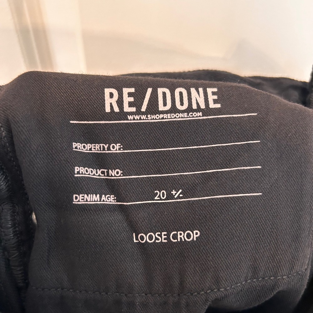 NWT RE/DONE High Rise Loose Crop Jeans Black Denim Size 24 Wide Structured Boho - Picture 8 of 12
